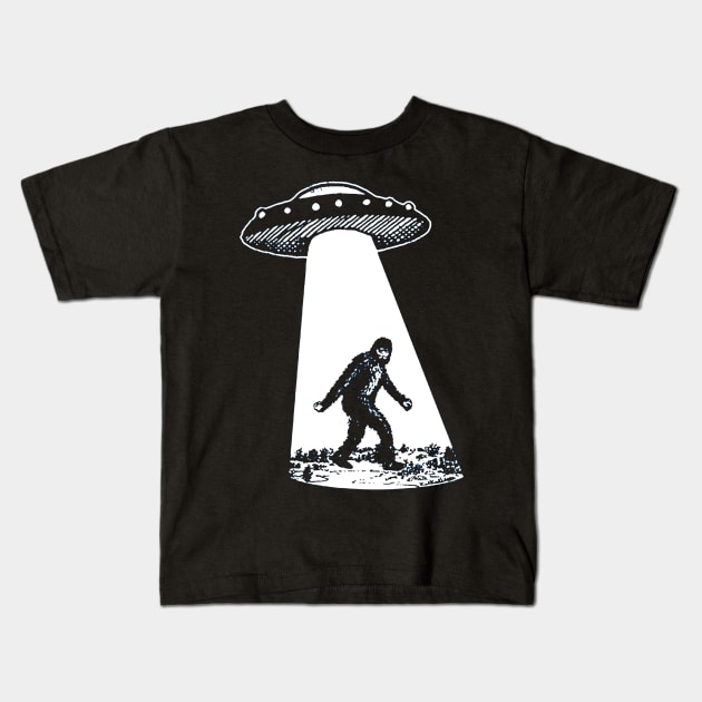 Bigfoot  UFO Kids T-Shirt by bayudesignart45